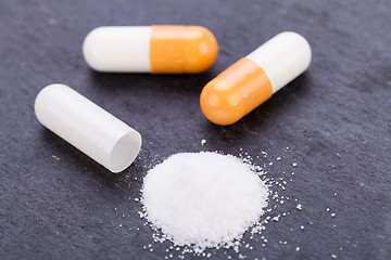 Image showing medicine pills white macro closeup detail