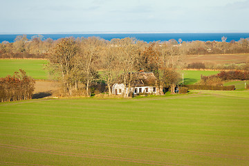 Image showing beautiful landscape in autum baltic see green field blue sky