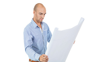 Image showing Architect reading a blueprint