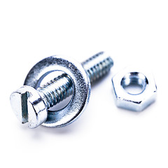 Image showing silver steel hexagonal screw tool objects macro