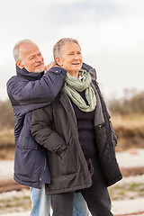 Image showing happy senior couple elderly people together outdoor