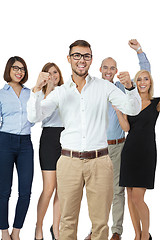 Image showing Successful business team cheering