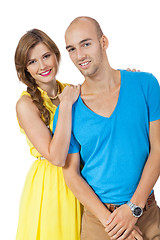 Image showing young smiling couple in love portrait isolated