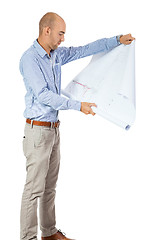 Image showing Architect reading a blueprint