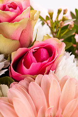 Image showing Bouquet of fresh pink and white flowers