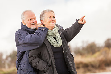 Image showing happy senior couple elderly people together outdoor