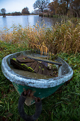 Image showing an old boat on a lake