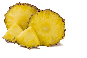 Image showing Cut off from the pineapple slices on white background.