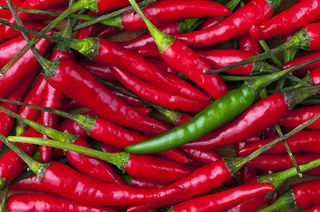 Image showing Red and green chili peppers