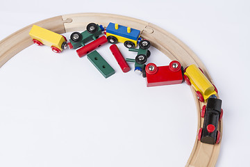 Image showing crashed wooden toy train