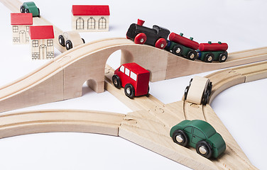 Image showing heavy traffic near small toy town