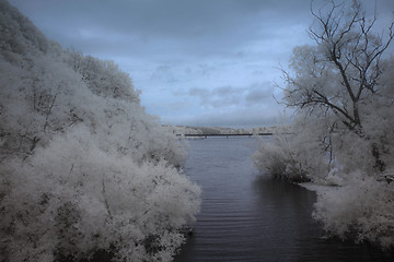 Image showing Infrared landscape and a lake