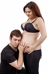 Image showing loving happy couple pregnant woman with her husband