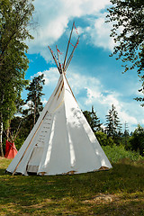 Image showing indian tepee against blue sky