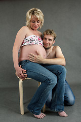 Image showing Loving happy couple, pregnant woman with her husband