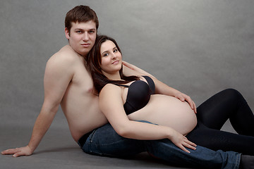 Image showing Loving happy couple, pregnant woman with her husband