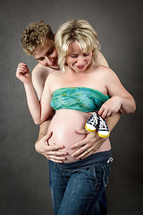 Image showing Loving happy couple, pregnant woman with her husband