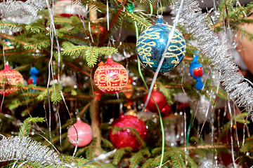 Image showing Decorated christmas tree with balls