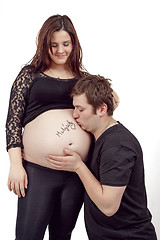 Image showing loving happy couple pregnant woman with her husband