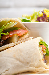 Image showing kafta shawarma chicken pita wrap roll sandwich