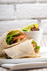 Image showing kafta shawarma chicken pita wrap roll sandwich