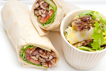 Image showing kafta shawarma chicken pita wrap roll sandwich