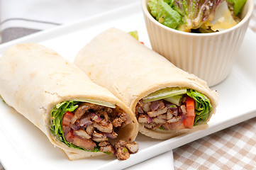 Image showing kafta shawarma chicken pita wrap roll sandwich