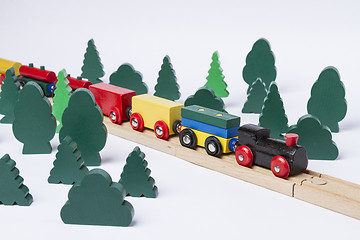 Image showing fast train driving through small forest