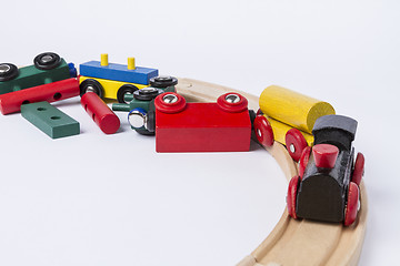 Image showing crashed wooden toy train