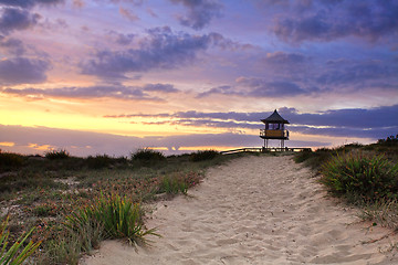 Image showing Sandy Beach Path, Sunrise