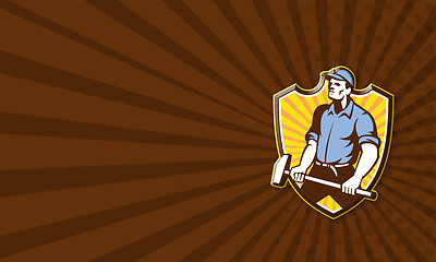 Image showing Worker Wielding Sledgehammer Crest Retro