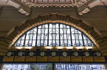 Image showing Melbourne train station clocks showing different Australian time