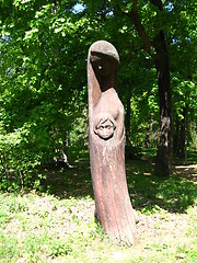 Image showing Sculpture of personage cut out from wood