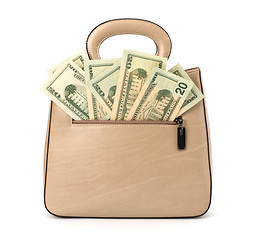 Image showing Glamour handbag full with money