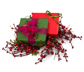 Image showing festive gift box stack 