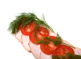 Image showing open sandwich isolated on white 