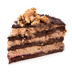 Image showing Slice of chocolate cream cake