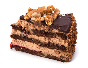 Image showing Slice of chocolate cream cake