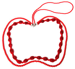 Image showing red necklace in apple shape isolated on white background