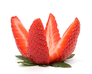 Image showing Sliced strawberry isolated on white background