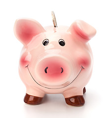 Image showing Business concept. Lucky piggy bank isolated on white background.