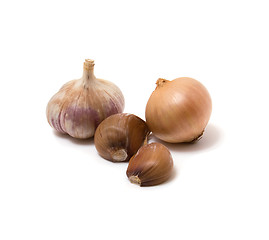 Image showing Garlic and onion on the white background