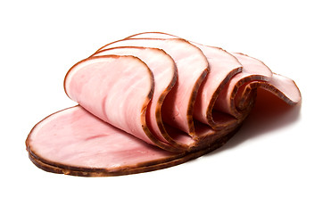 Image showing sliced smoked meat isolated on white background