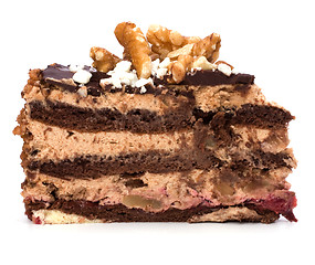 Image showing Slice of chocolate cream cake