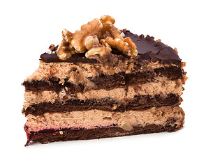 Image showing Slice of chocolate cream cake