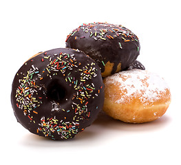 Image showing Doughnut  with chocolate cream  isolated on white  background