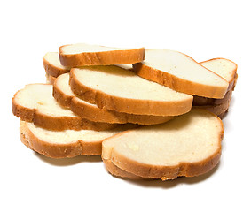 Image showing sliced baguette isolated on white  