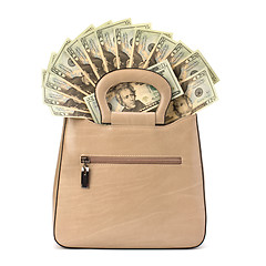 Image showing Glamour handbag full with money