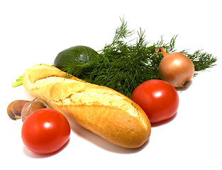 Image showing vegetable and bread isolated on white 

