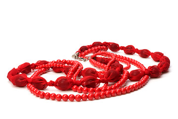 Image showing Red beads isolated on white background